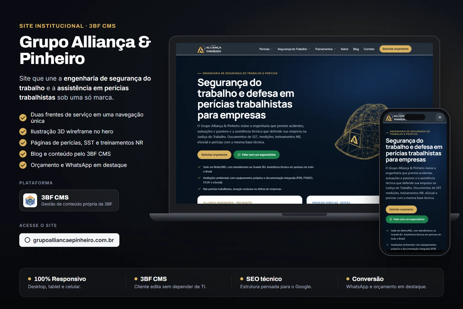 Site Grupo Alliança & Pinheiro desenvolvido pela 3BF Agência